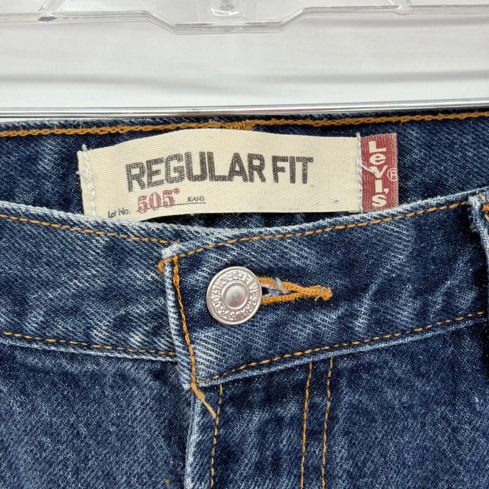 Levi's 505 Regular Fit Straight Mens 38x34 Blue Denim Jeans Made In Mexico
